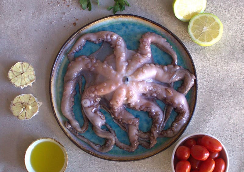 Foto di esempio: polpo con limone e pomodorini
